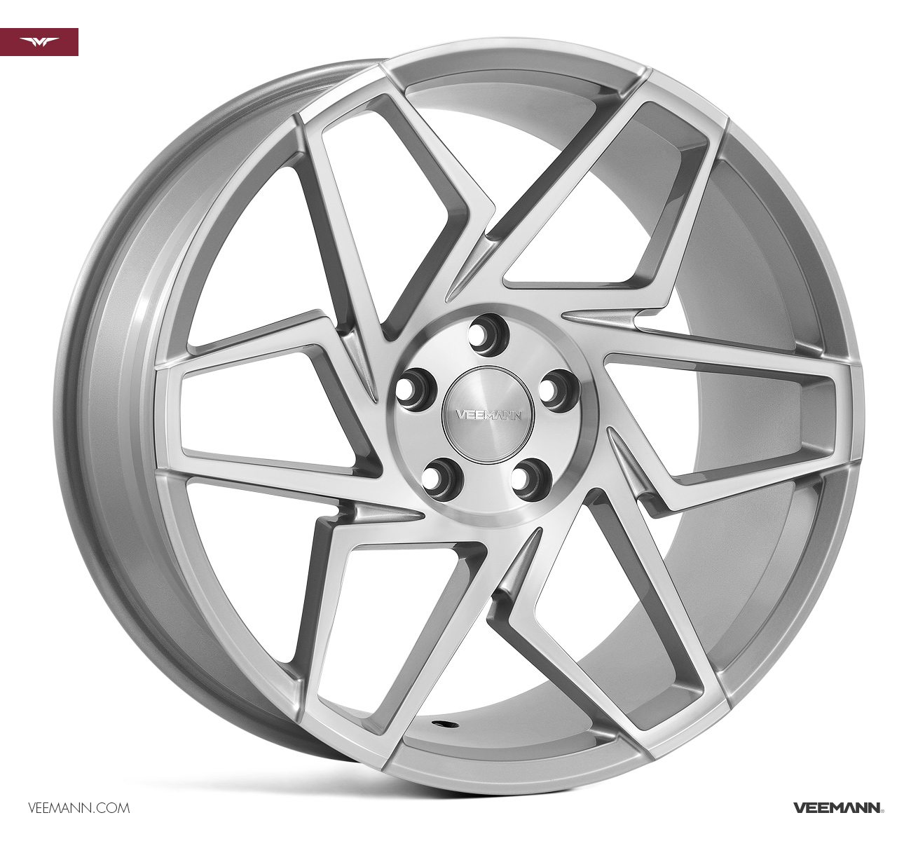NEW 20  VEEMANN V FS27R ALLOY WHEELS IN SILVER POL WITH WIDER 10  REARS